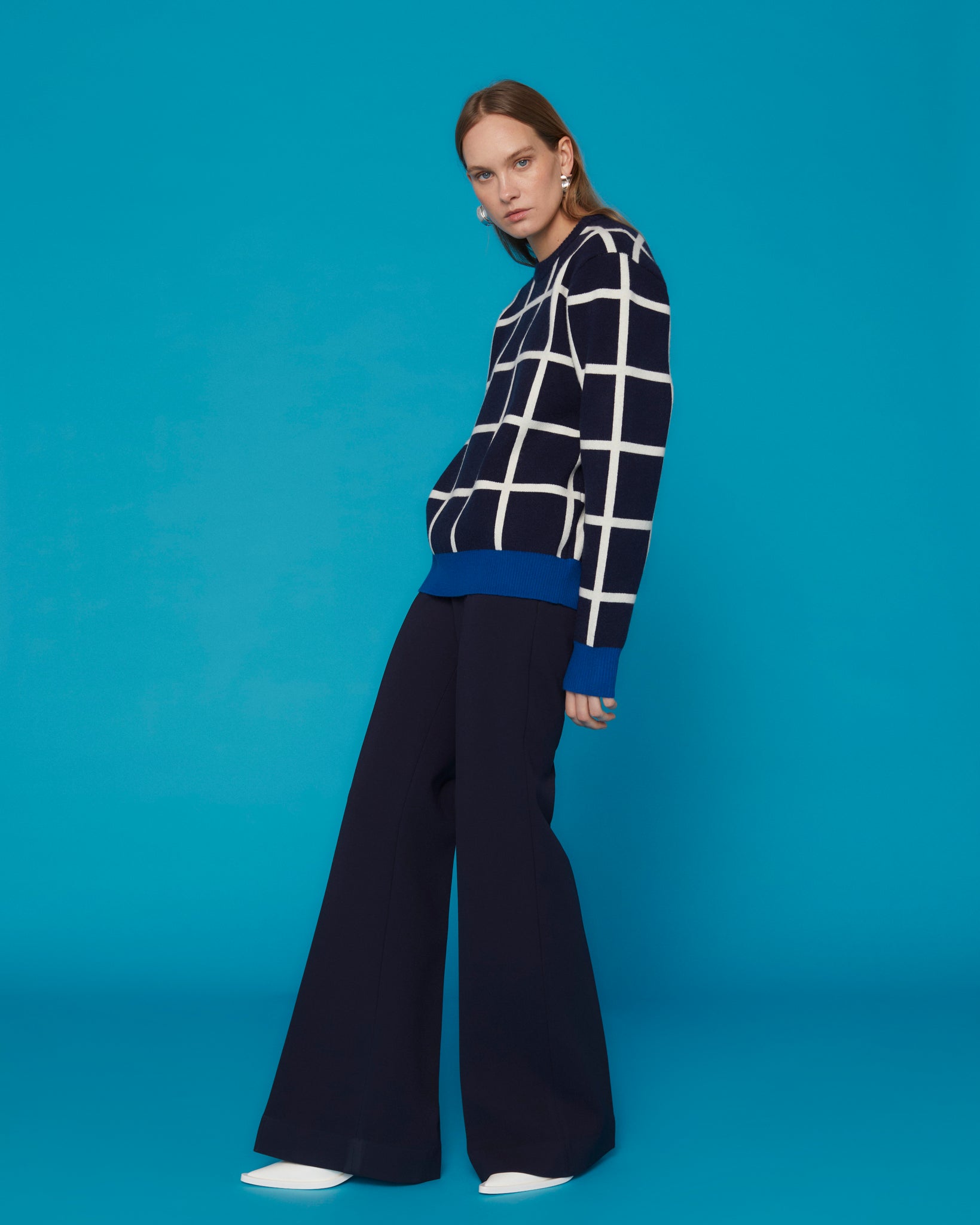 ELODIE CHECK SWEATER