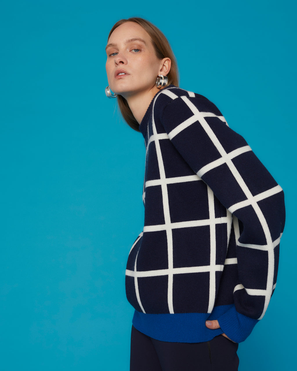 ELODIE CHECK SWEATER
