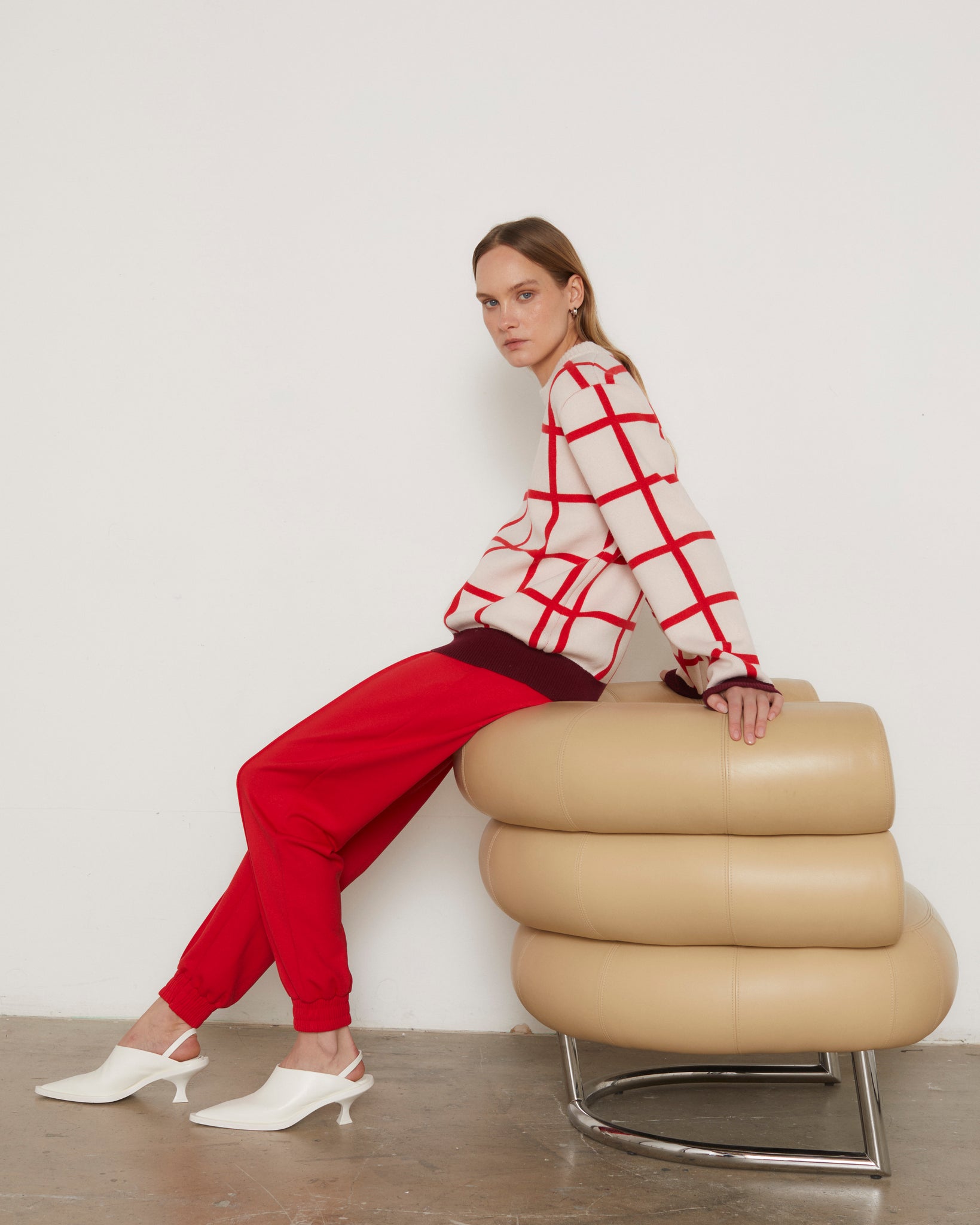 ELODIE CHECK SWEATER