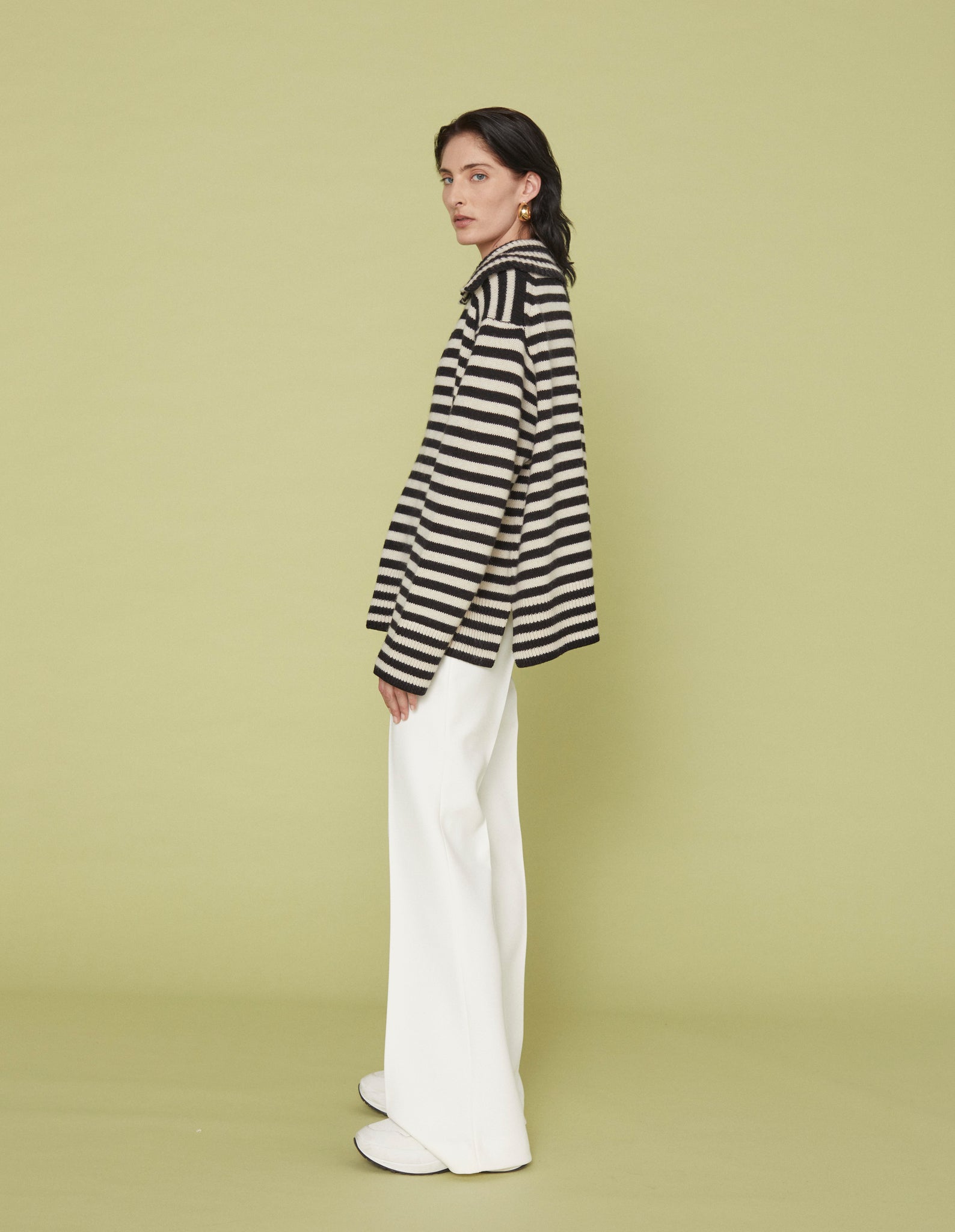 ESME STRIPE POLO-SWEATER