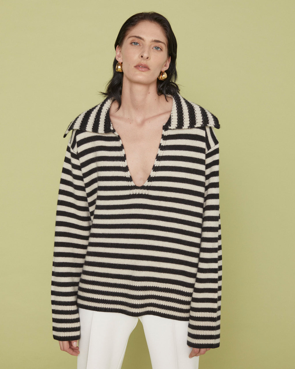 ESME STRIPE POLO-SWEATER
